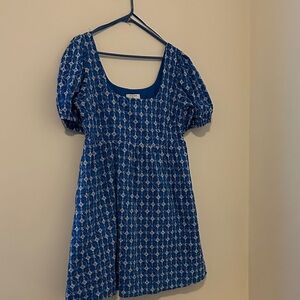 RHODE Blue and White Embroidered Dress